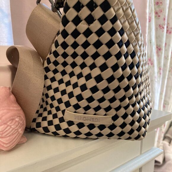 Naghedi St. Barth's tote, graphic geo black and cream indio woven, Small - Picture 2 of 8